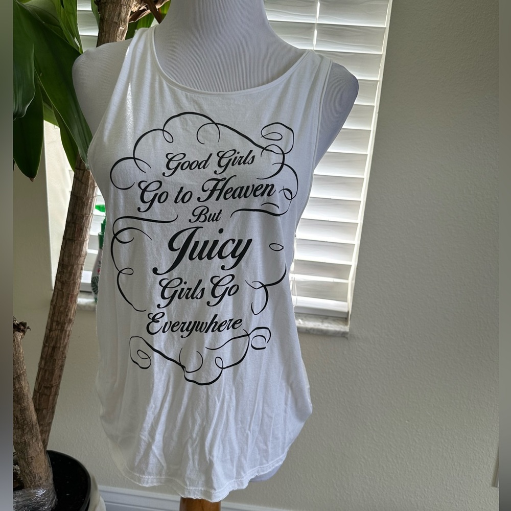 Juicy Couture Small White Tank “Good Girls go to heaven”